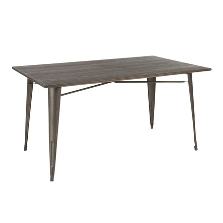 LUMISOURCE Oregon 59"-Farmhouse Dining Table in Antique and Espresso DT-6036OR AN+E